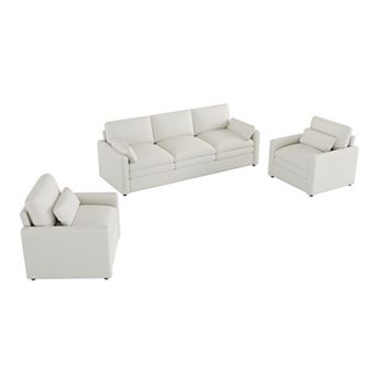 Whisen 5-Seat Cozy Upholstered Sofa Set, Oversized Comfy Cloud Sofa, Double Cushion Sofa Group