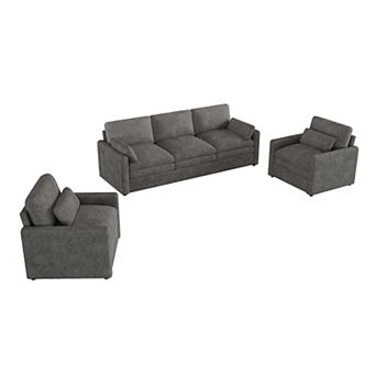 Whisen 5-Seat Cozy Upholstered Sofa Set, Oversized Comfy Cloud Sofa, Double Cushion Sofa Group