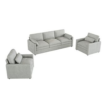 Whisen 5-Seat Cozy Upholstered Sofa Set, Oversized Comfy Cloud Sofa, Double Cushion Sofa Group