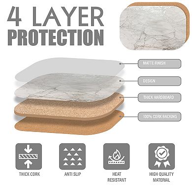 Dainty Home Marble Cork 12" x 18" Oval Heat Resistant & Easy Care Placemats Set of 4
