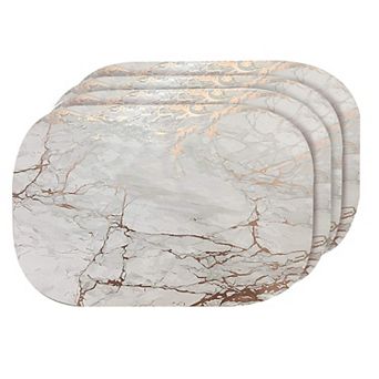 Dainty Home Marble Cork 12" x 18" Oval Heat Resistant & Easy Care Placemats Set of 4