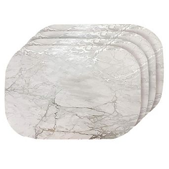 Dainty Home Marble Cork 12" x 18" Oval Heat Resistant & Easy Care Placemats Set of 4