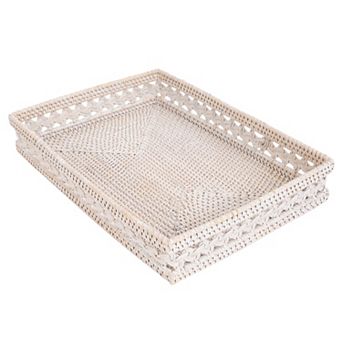 Saboga Home™ Braided Design Rattan Rectangular Tray
