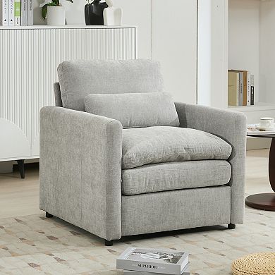 Whisen 31.9" Cozy Upholstered Armchair, Oversized Comfy Cloud Sofa, Double Cushion Single Sofa