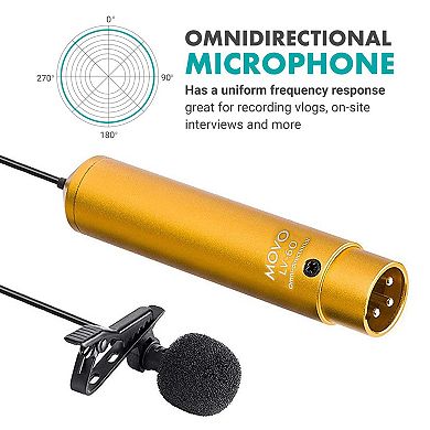 Movo LV-6 Pro Grade Omnidirectional and Cardioid XLR Lavalier Condenser Microphone Set