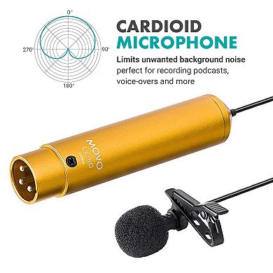 Movo LV-6 Pro Grade Omnidirectional and Cardioid XLR Lavalier Condenser Microphone Set