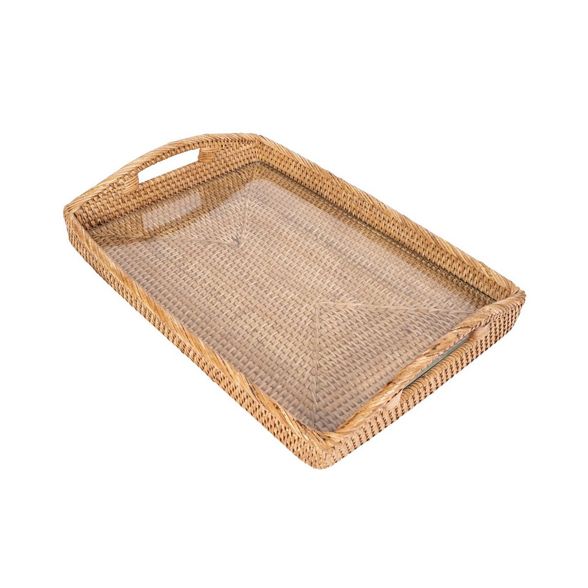 Saboga Home™ Rectangular Tray with Glass Insert - Honey Brown, M