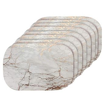 Dainty Home Marble Cork 12" x 18" Oval Heat Resistant & Easy Care Placemats Set of 8