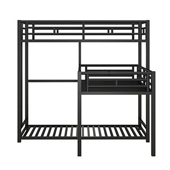 Whisen L-shaped Metal Triple Twin Size Bunk Bed with 2 Ladders