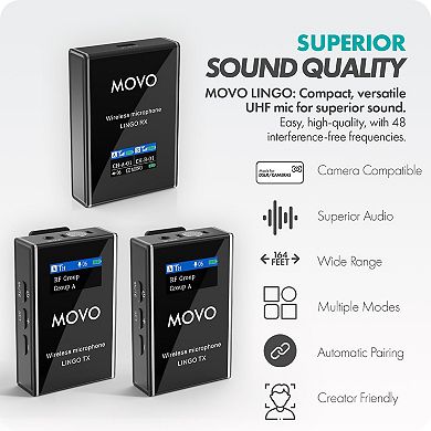 Movo Lingo-Duo Wireless Lavalier Mic System for DSLR Cameras and Smartphones