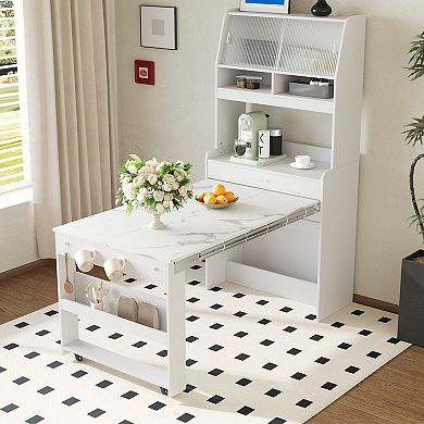 Whisen 33.5" Buffet with Hutch & Foldable Table