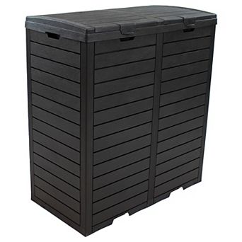 Sunnydaze Outdoor Trash Can with Lid and Drip Tray