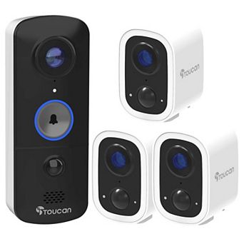 Toucan Wireless Security Camera S4 3-Pack and Wireless Video Doorbell V3 Bundle