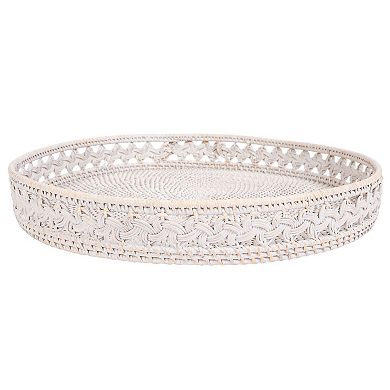Saboga Home™ Braided Design Rattan Round Tray