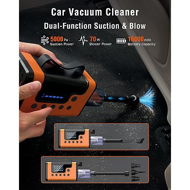 Car Jump Start, 150PSI Air and Vacuum: 3000A for 8.0L Gas/6.0L Diesel