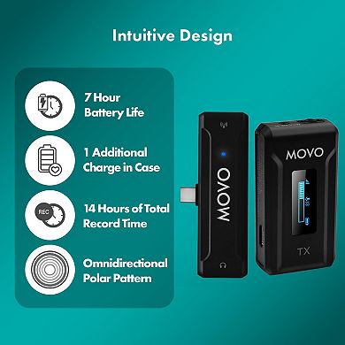 Movo WMX-2-C Wireless Microphone for USB-C Devices