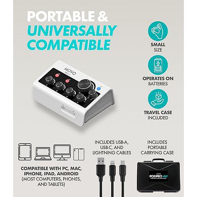 Movo PodPro-AH Portable Podcasting Bundle for 2 for Smartphones and Computers