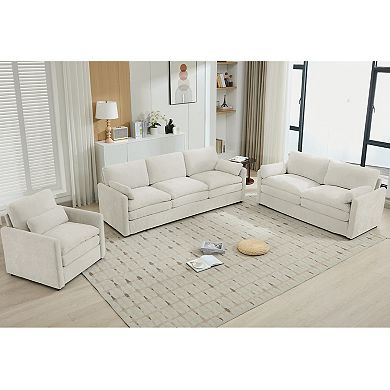Whisen 6-Seat Cozy Upholstered Sofa Set, Oversized Comfy Cloud Sofa, Double Cushion Sofa Group