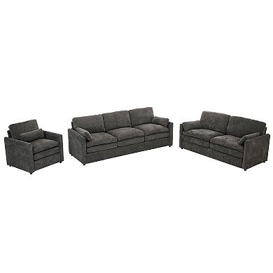 Whisen 6-Seat Cozy Upholstered Sofa Set, Oversized Comfy Cloud Sofa, Double Cushion Sofa Group
