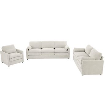 Whisen 6-Seat Cozy Upholstered Sofa Set, Oversized Comfy Cloud Sofa, Double Cushion Sofa Group