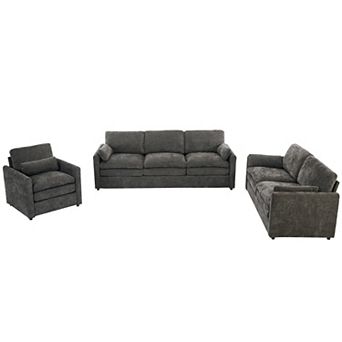 Whisen 6-Seat Cozy Upholstered Sofa Set, Oversized Comfy Cloud Sofa, Double Cushion Sofa Group