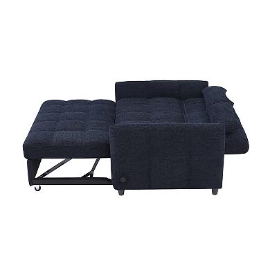 Whisen 52.8" Loveseat Sofa, Pull-out Sofa Bed, Adjustable Backrest, 3 USB Ports and 2 Lumbar Pillows