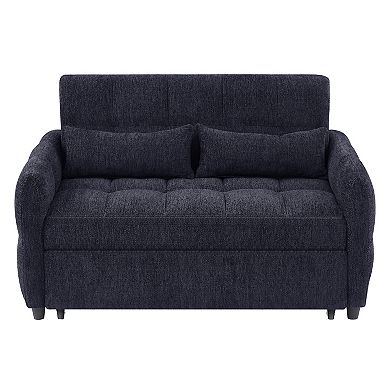 Whisen 52.8" Loveseat Sofa, Pull-out Sofa Bed, Adjustable Backrest, 3 USB Ports and 2 Lumbar Pillows