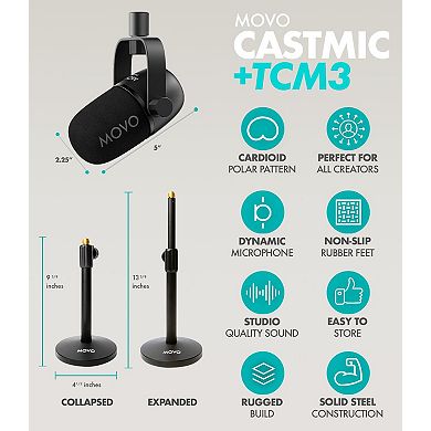 Movo PodPro-T Portable Podcasting Bundle for 2 for Smartphones and Computers