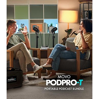 Movo PodPro-T Portable Podcasting Bundle for 2 for Smartphones and Computers