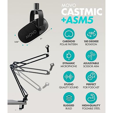 Movo PodPro-A Portable Podcasting Bundle for 2 for Smartphones and Computers