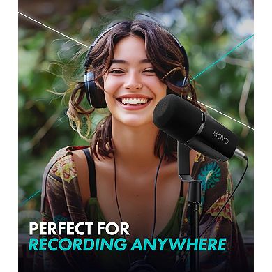 Movo UM6 Dynamic Podcast Microphone with Built-in GainCast Preamp - XLR and USB C Outputs