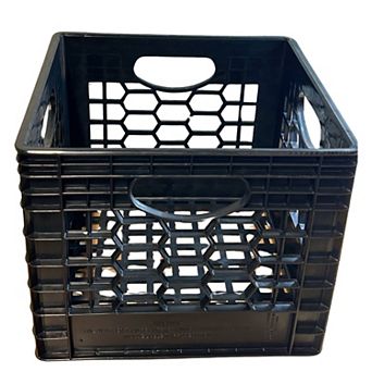 CrateMate Heavy-Duty Black Milk Crates for Storage, Organization, & More - 24-qt 18.75" x 13" x 11"