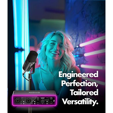 Movo Music/Audio Interface Bundle -with USB Interface, UM6 Dynamic Microphone, and Tabletop Stand