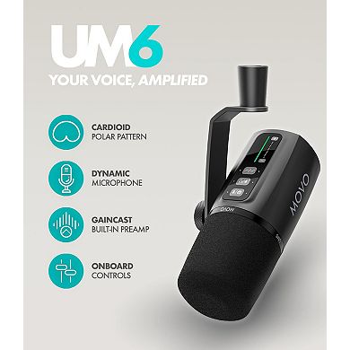 Movo Music/Audio Interface Bundle -with USB Interface, UM6 Dynamic Microphone, and Tabletop Stand