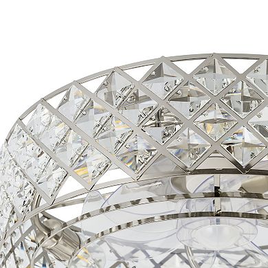 19-Inch Ceiling Fan with Crystal Cage Shade, 7 Transparent ABS Blades, DC Motor, Remote Control