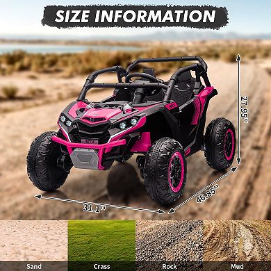 24V Kids 2-Seater UTV 4WD Off-Road Ride-On Car with Remote Control Battery Powered Toy for Kids 3+