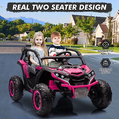 24V Kids 2-Seater UTV 4WD Off-Road Ride-On Car with Remote Control Battery Powered Toy for Kids 3+