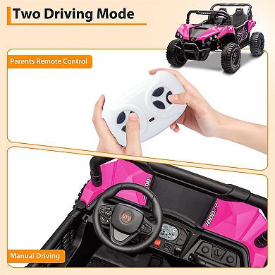 24V 4WD 2-Seater Kids Ride-On Truck Car with Parental Remote Control, LED Headlight, Bluetooth Music