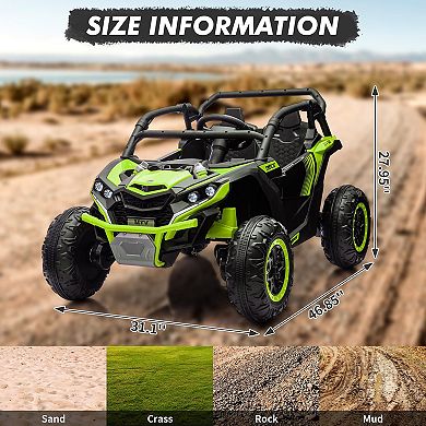 24V Kids 2-Seater UTV 4WD Off-Road Ride-On Car with Remote Control Battery Powered Toy for Kids 3+