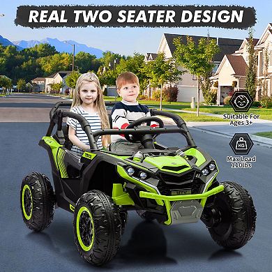 24V Kids 2-Seater UTV 4WD Off-Road Ride-On Car with Remote Control Battery Powered Toy for Kids 3+