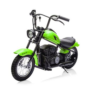 24V Kids Electric Dirt Bike, 2 Speed, Up to 14 MPH, 60-Minute Runtime, LED Lights, Leather Seat