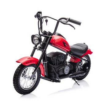 24V Kids Electric Dirt Bike, 2 Speed, Up to 14 MPH, 60-Minute Runtime, LED Lights, Leather Seat