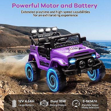 12V Kids Ride-On Truck, Electric Toy Car with Remote Control, 5MPH Max Speed, Music, Treaded Tires