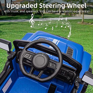 12V Kids Ride-On Truck, Parent Remote Control, LED Lights,Spring Suspension,4-Wheel Drive,25W Motors