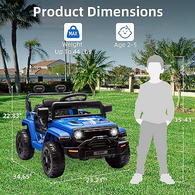 12V Kids Ride-On Truck, Parent Remote Control, LED Lights,Spring Suspension,4-Wheel Drive,25W Motors