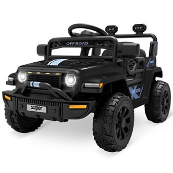 12V Kids Ride-On Truck, Parent Remote Control, LED Lights,Spring Suspension,4-Wheel Drive,25W Motors