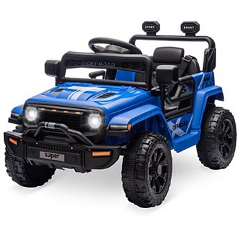 12V Kids Ride-On Truck, Parent Remote Control, LED Lights,Spring Suspension,4-Wheel Drive,25W Motors