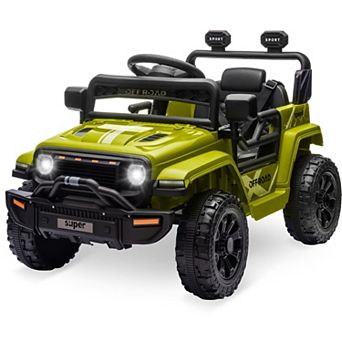 12V Kids Ride-On Truck, Parent Remote Control, LED Lights,Spring Suspension,4-Wheel Drive,25W Motors