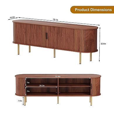 70.1" Modern TV Stand with Sliding Doors & Storage