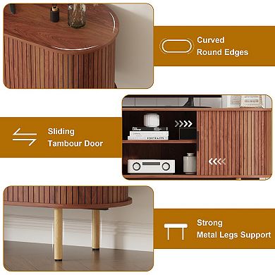 70.1" Modern TV Stand with Sliding Doors & Storage